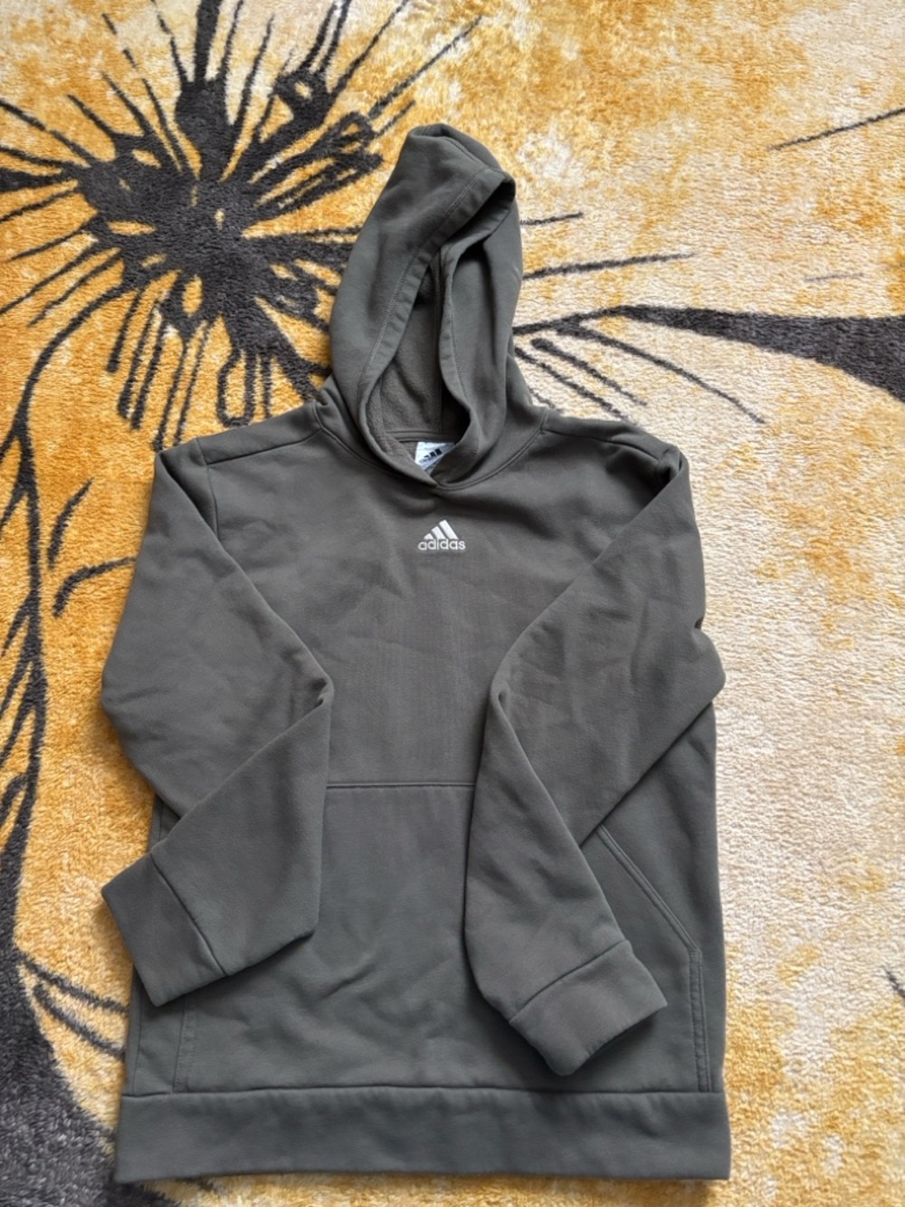 adidas Olive Hooded Pullover Sweatshirt with Logo